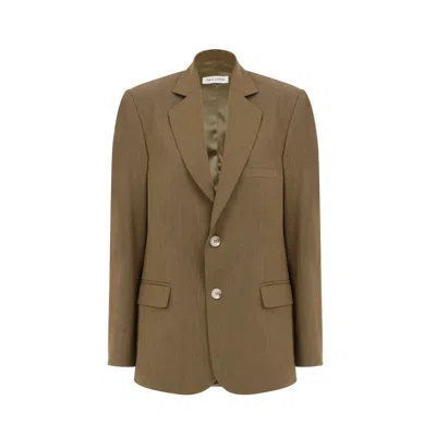 Nazli Ceren Women's Green Boxy Blazer In Khaki