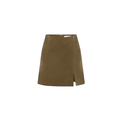 Nazli Ceren Women's Green / Brown Vance Twill Mini Skirt In Khaki In Green/brown