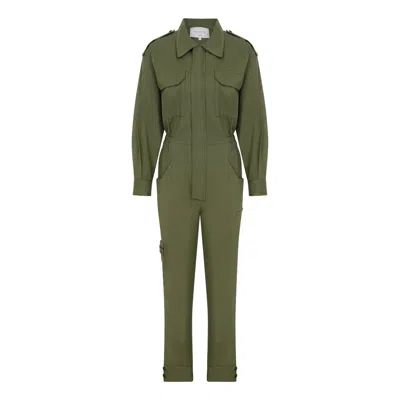 Nazli Ceren Dorothy Zipped Cotton Jumpsuit In Green