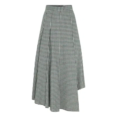 Nazli Ceren Women's Green Eliza Plaid Asymmetric Skirt