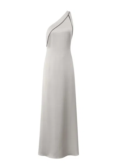 Nazli Ceren Women's Grey Aimee Long Satin Dress In Silver In Gray
