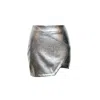 Nazli Ceren Women's Grey Dian Asymmetric Vegan Leather Mini Skirt In Grey