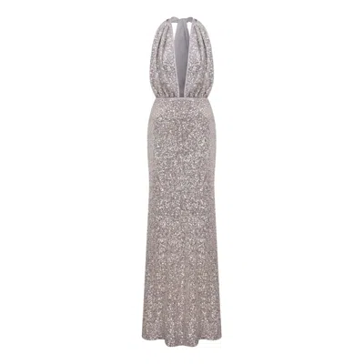 NAZLI CEREN WOMEN'S GREY INES SEQUIN DRESS IN  CLOUD SILVER