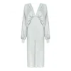 Nazli Ceren Women's Grey Mila V Neck Satin Dress In Silver In Grey