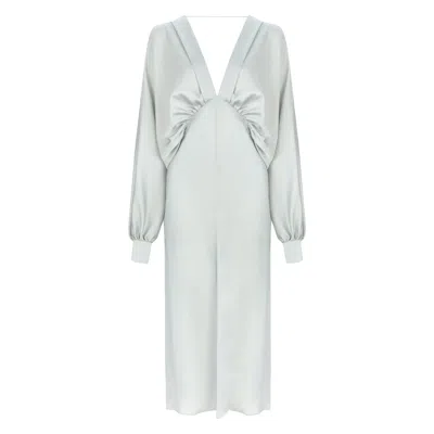 Nazli Ceren Mila Satin Dress In Silver