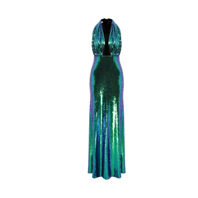 Nazli Ceren Women's Ines Sequin Long Dress In Green