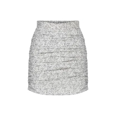 Nazli Ceren Women's Jace Ruched Skirt In White Printed Cotton