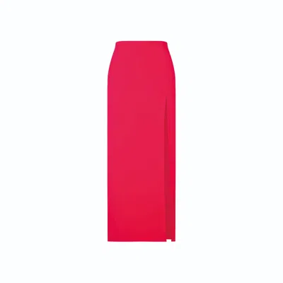 NAZLI CEREN WOMEN'S LEA CREPE MIDI SKIRT IN PAPRIKA RED
