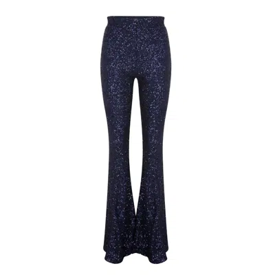Nazli Ceren Maisy Sequin Flared Trousers In Midnight Blue