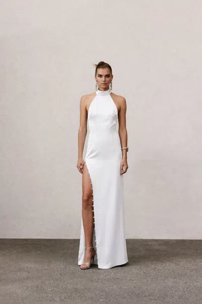 Nazli Ceren Women's Mallory Long Satin Dress In White
