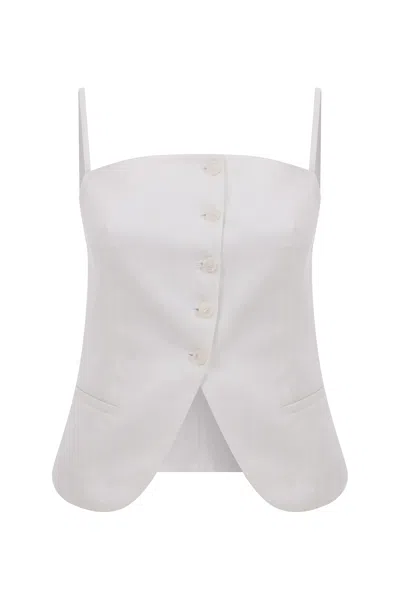 Nazli Ceren Women's Marona Linen Top In White