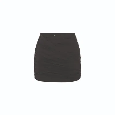 NAZLI CEREN WOMEN'S MICHA  JERSEY  ASYMMETRIC MINI SKIRT IN BLACK