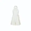Nazli Ceren Mindy Linen Playsuit In White Sand In White