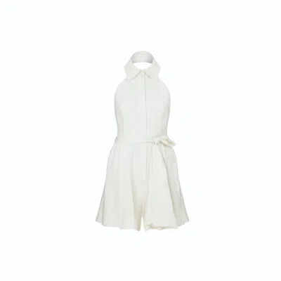 NAZLI CEREN WOMEN'S MINDY LINEN PLAYSUIT IN WHITE SAND