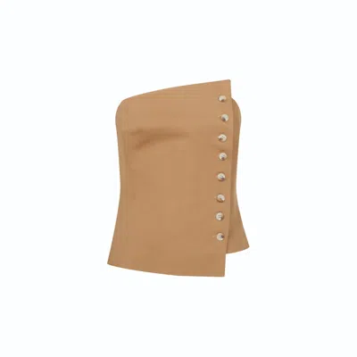 NAZLI CEREN WOMEN'S NEUTRALS ODYLE COTTON BUSTIER IN GOLDEN STRAW