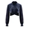 Nazli Ceren Orvell Blouse In Grey Velvet In Grey
