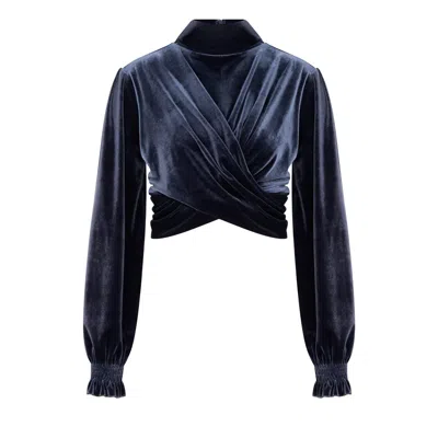 Nazli Ceren Orvell Blouse In Grey Velvet