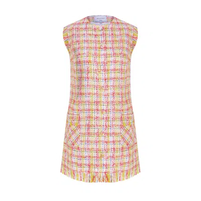 Nazli Ceren Chloe Cotton Tweed Mini Dress In Pink/purple