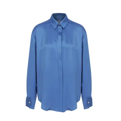 Nazli Ceren Women's Ravenna Satin Shirt In French Blue