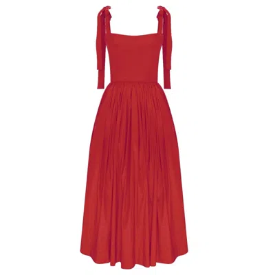 Nazli Ceren Women's Red Lou Lou Midi Skirt In Rouge
