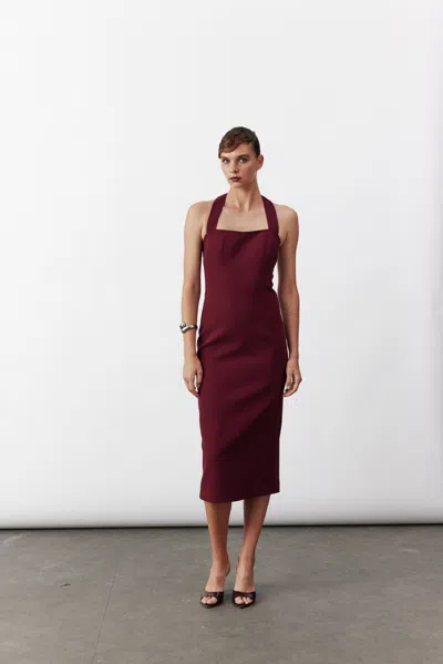 Nazli Ceren Women's Red Margaux Crepe Dress In Bordeaux In Burgundy