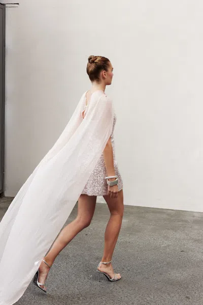 Nazli Ceren Women's Reya Chiffon Cape Cloud Pink