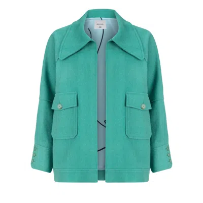 Nazli Ceren Women's Terry Oversized Wool Jacket In Mint Green