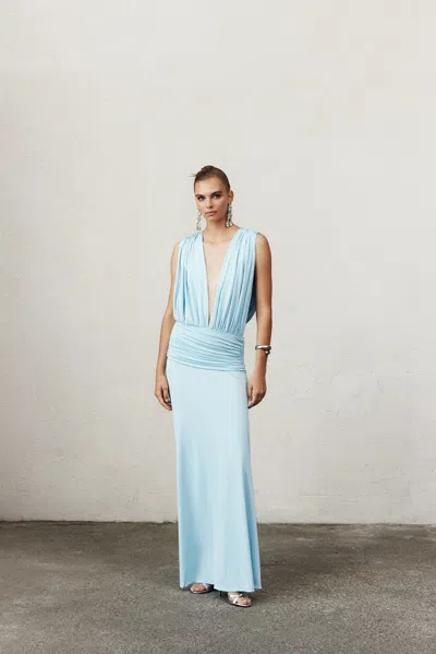 Nazli Ceren Women's Vivienne Long Jersey Dress In Baby Blue