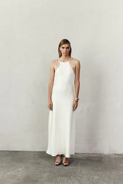 Nazli Ceren Women's White Addie Satin Long Dress In Ivory