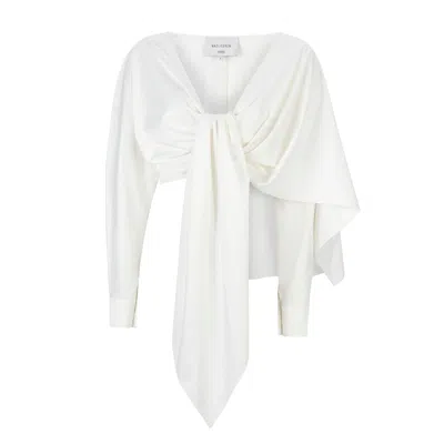 Nazli Ceren Women's White Angy Asymmetric Blouse