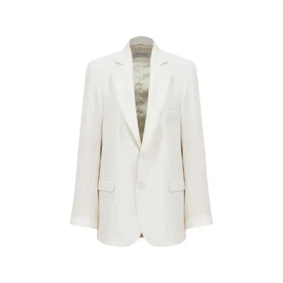 Nazli Ceren Boxy Crepe Blazer In Blanche In White