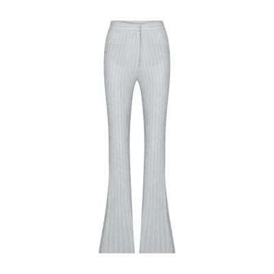 Nazli Ceren Women's White Doxy Flared Cotton Trousers