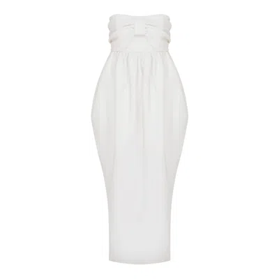 Nazli Ceren Women's White Jeanne Balloon Midi Dress In Blanc De Blanc