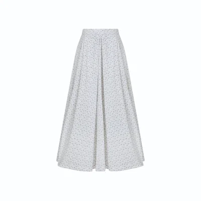 NAZLI CEREN WOMEN'S WHITE JUNE PRINTED COTTON MIDI SKIRT IN CANNOLI CREAM