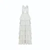 Nazli Ceren Laurel Printed Cotton Long Dress In Cannoli Cream In White