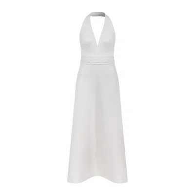 NAZLI CEREN WOMEN'S WHITE LAURYN MIDI DRESS IN VANILLA ICE