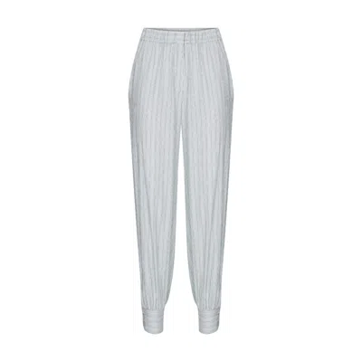 Nazli Ceren Women's White Maith Buttoned Cuffs Cotton Trousers