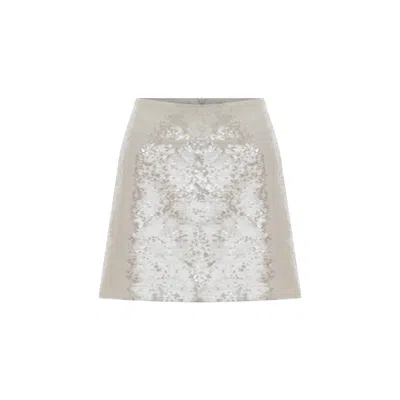 NAZLI CEREN WOMEN'S WHITE MARDE A-LINE SEQUIN MINI SKIRT IN CLOUD CREAM