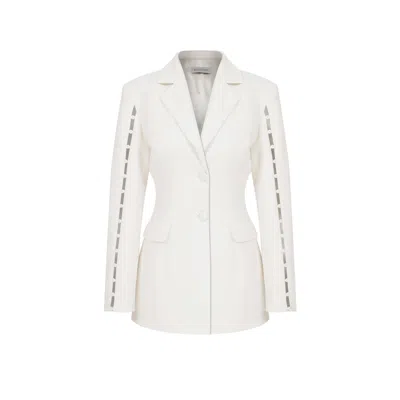 Nazli Ceren Marylebone Crepe Blazer In Vanilla Ice In White