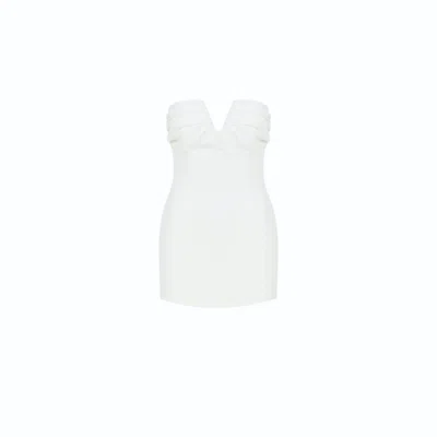 Nazli Ceren Miora Crepe Mini Dress In Vanilla Ice In White