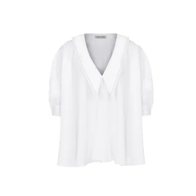 Nazli Ceren Poppy Ruffled Cotton Shirt In White