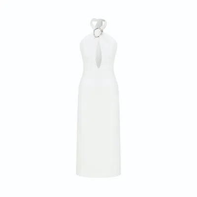 Nazli Ceren Viana Crepe Midi Dress In Vanilla Ice In White