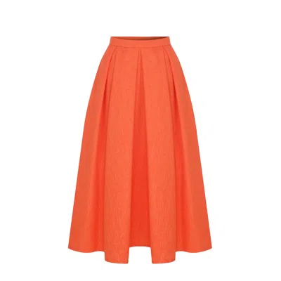 Nazli Ceren June Midi Skirt In Spicy Orange