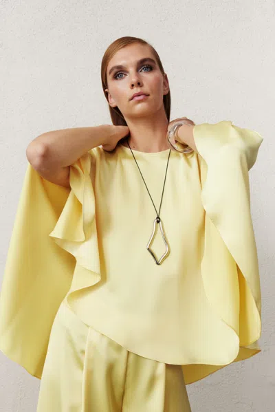 Nazli Ceren Women's Yellow Viona Satin Cape In Lemon Zest