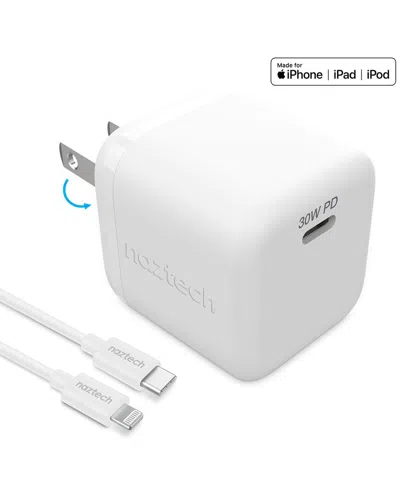 Naztech 30w Pd Wall Charger + Usb-c To Mfi Cable 6ft In White