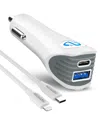 Naztech N420 Pd25w+2.4a Car Charger + C To Mfi 4ft Cable In Black