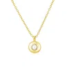 Nazzar Men's Mini Pearl Gold Round Pendant Necklace
