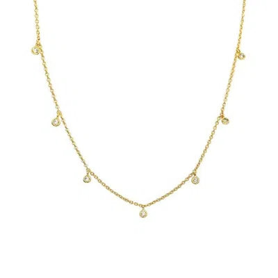 Nazzar Women's Bezel Drop Beaded Gold Necklace