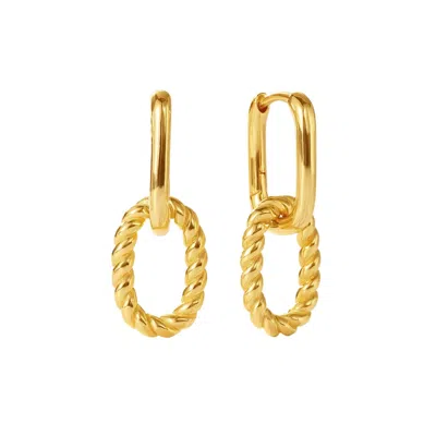 Nazzar Women's Black Gold Twist Drop Earrings