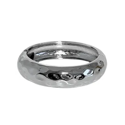 Nazzar Women's Chunky Hammered Silver Cuff Bangle